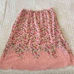 Cami NYC Pink Floral Lace Midi Skirt